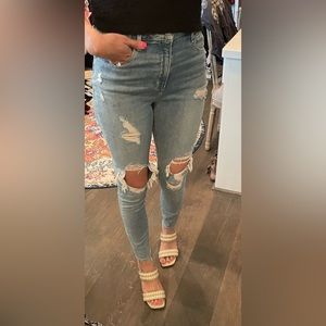 Abercrombie and Fitch ripped skinny Jean curve Love sz 27